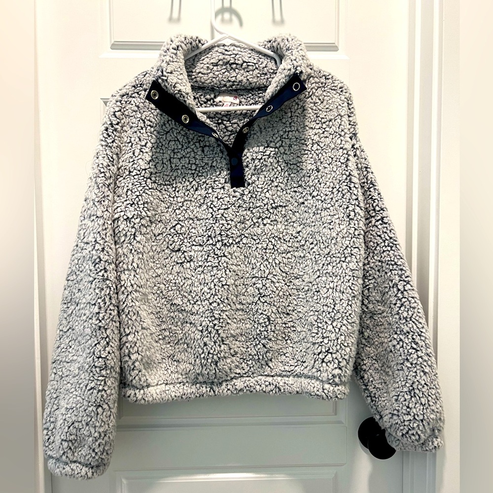 SO fuzzy quarter snap pullover